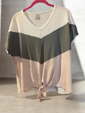 Paper crane white waffle knit top